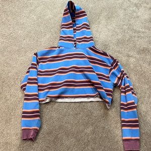 Multicolored cropped sweatshirt with hood